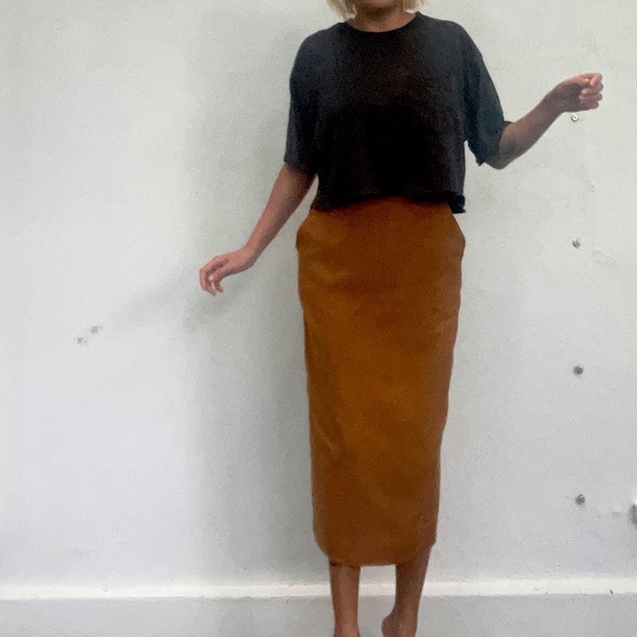 Vintage midi skirt ~ ochre - Picture 1 of 6